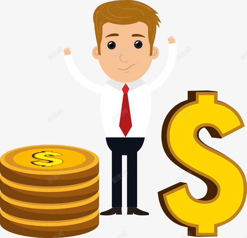 男人硬币和货币矢量图ai免抠素材_新图网 https://ixintu.com 人物 卡通人物 商务人物 男人硬币 矢量人物 货币 矢量图