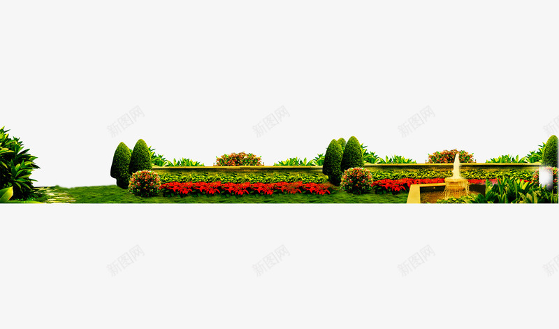 美丽花园矢量图eps免抠素材_新图网 https://ixintu.com 树木 植物 花园 花朵 矢量图