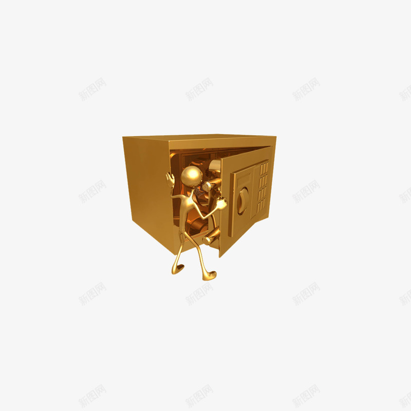 3D小人打开金库psd免抠素材_新图网 https://ixintu.com 3D 小人 金库 钱