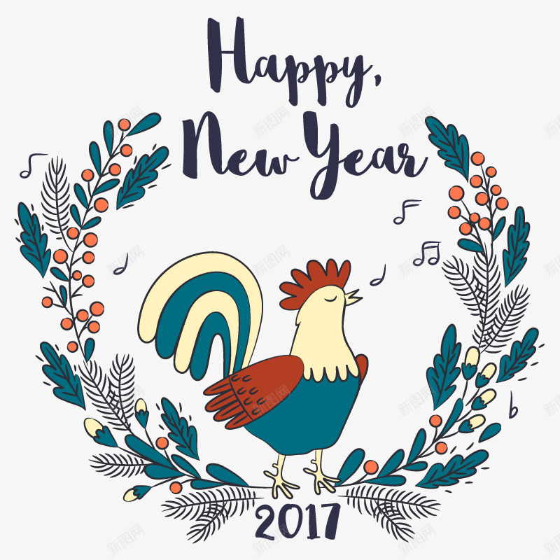 鸡鸣新年png免抠素材_新图网 https://ixintu.com 2017年 2017年图片下载 2017年鸡年免费PNG图片 中国风 春节PNG下载 植物 花卉 边框 除夕图片下载 鸡年PNG图 鸡年节日图