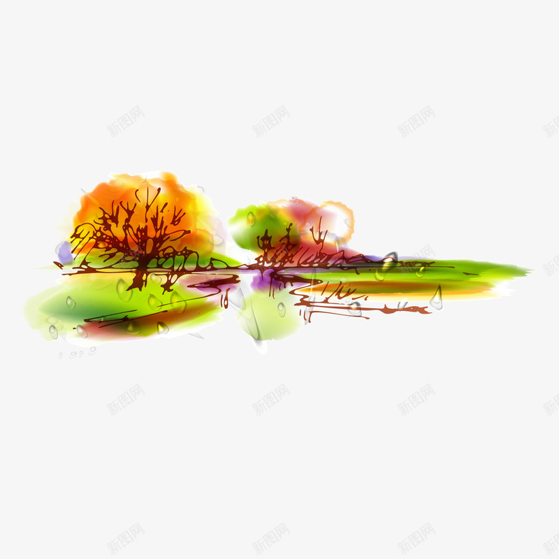 彩绘风景画png免抠素材_新图网 https://ixintu.com 彩绘 彩绘风景 景色 风景