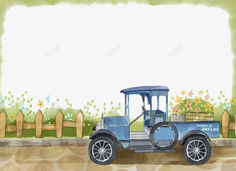 手绘插图墙与绿草png免抠素材_新图网 https://ixintu.com 墙草 墙边草 手绘插图绿草 木栅栏 汽车 花海 草坪