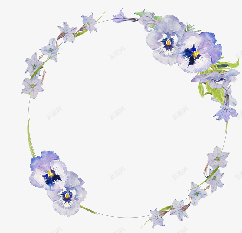 卡通手绘紫色的花环png免抠素材_新图网 https://ixintu.com 创意 动漫动画 卡通手绘 简约 紫色的花环 花朵