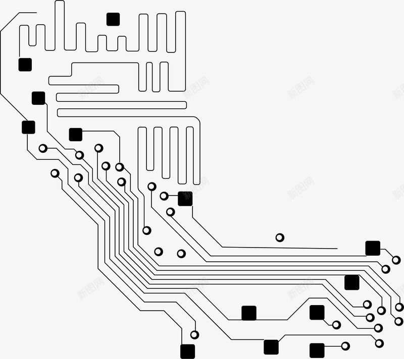 科技电路板png免抠素材_新图网 https://ixintu.com 接线图 电子元件 电子元件图 电线图 电路图 电路板 科技 科技感线条 科技电路图
