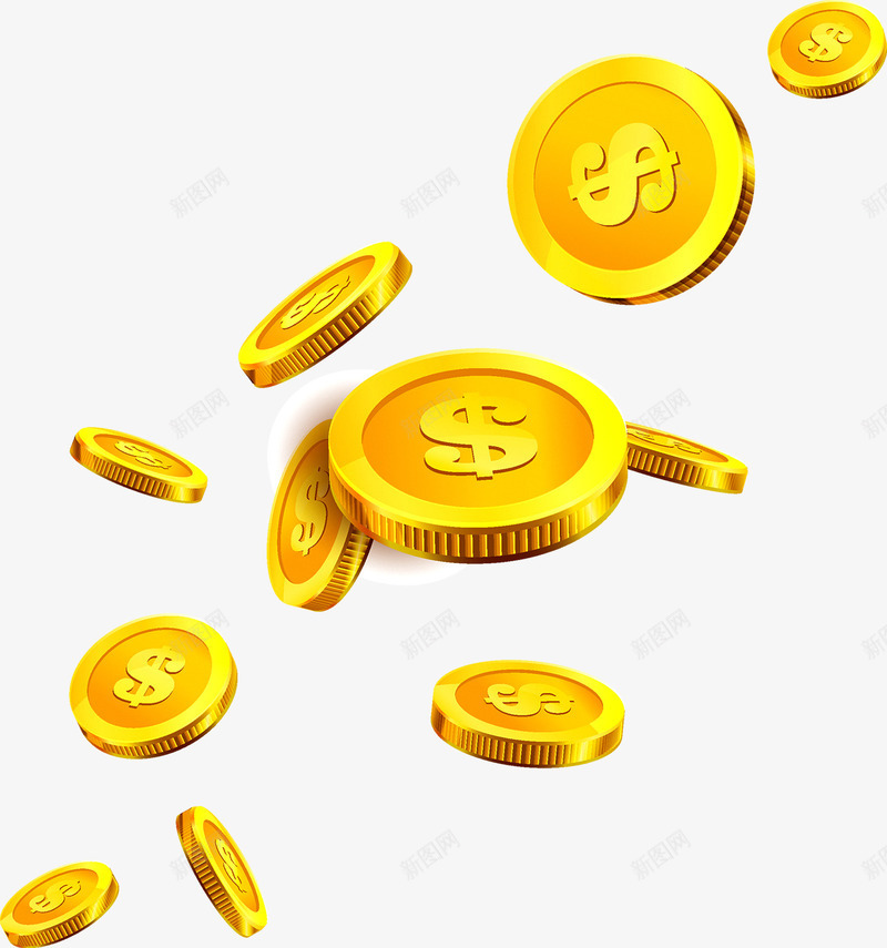 飘浮钱币矢量图ai免抠素材_新图网 https://ixintu.com 硬币 金币 钱币 飘浮 矢量图