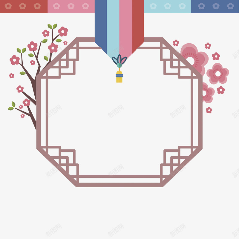 中国风边框图png免抠素材_新图网 https://ixintu.com 创意的 卡通 古代花窗 古代风 屏风 梅花 窗户 装饰 边框
