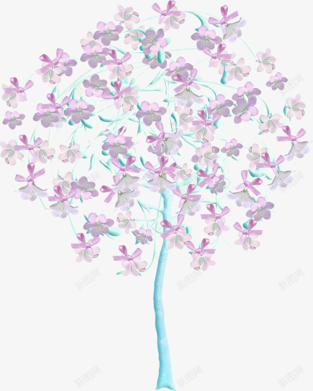 手绘紫色开花树png免抠素材_新图网 https://ixintu.com 大树 手绘 紫色 花朵