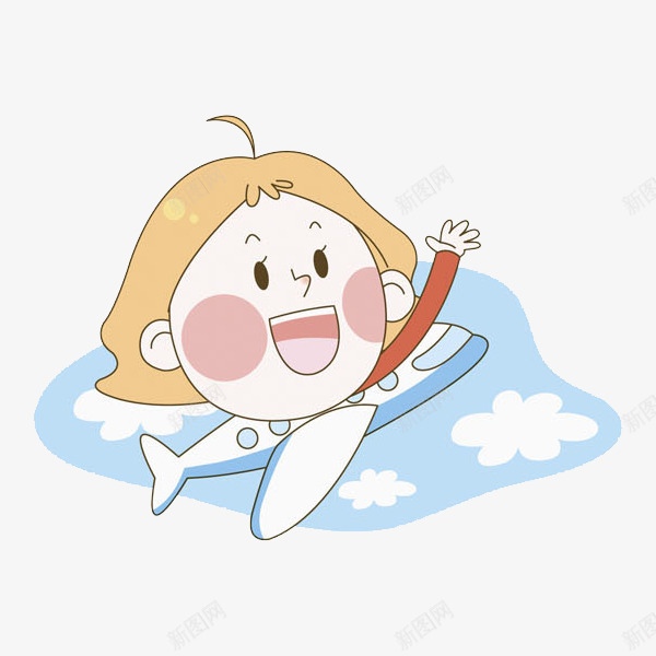 卡通坐飞机的女人png免抠素材_新图网 https://ixintu.com 创意的 卡通 卡通礼貌 女人 打招呼 旅游 旅行 漂浮的