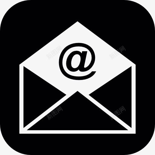 邮件打开的信封在一个圆形广场图标png_新图网 https://ixintu.com 信封 圆形广场 形状圆图案图标 打开 电子邮件 通信接口 邮件 黑色和白色