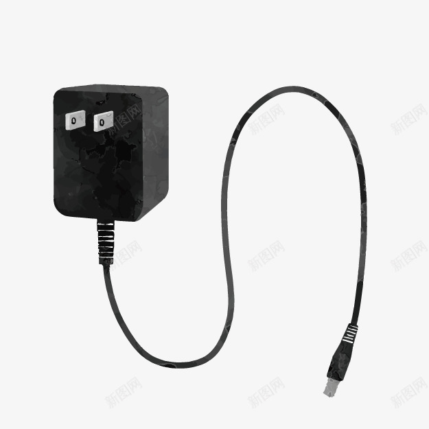 卡通黑色充电器png免抠素材_新图网 https://ixintu.com 卡通充电器 家居用品 手机充电器 黑色充电器