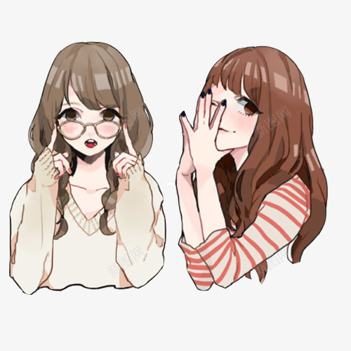 女孩水彩画片png免抠素材_新图网 https://ixintu.com 可爱 女士 女孩 戴眼镜的女孩 色彩画