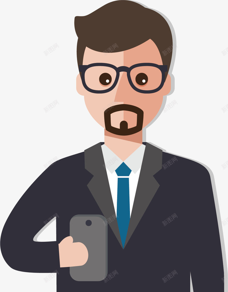 西装胡子男人矢量图ai免抠素材_新图网 https://ixintu.com 卡通人物 卡通手绘 水彩画 肖像画 装饰图案 领带男人 矢量图