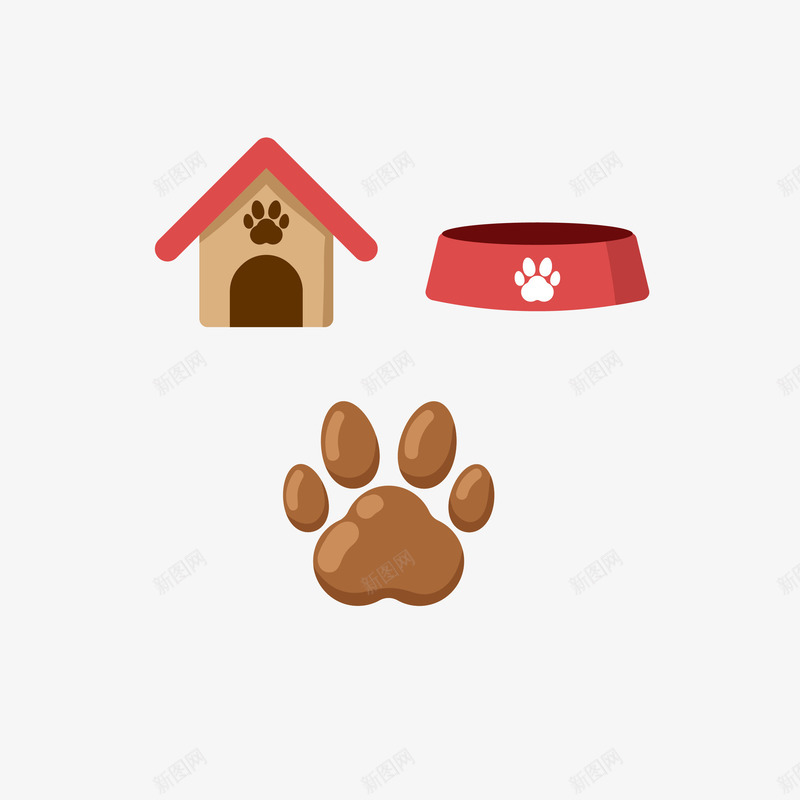 卡通简约狗掌印狗屋png免抠素材_新图网 https://ixintu.com 卡通 宠物碗 狗 狗屋 狗掌印 狗爪 简约
