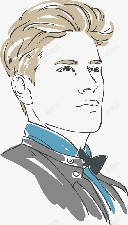 时尚男性手绘人物png免抠素材_新图网 https://ixintu.com 4 男性头部特写手绘绘画年轻人职业男士男人抽象艺术图片素材书画文字