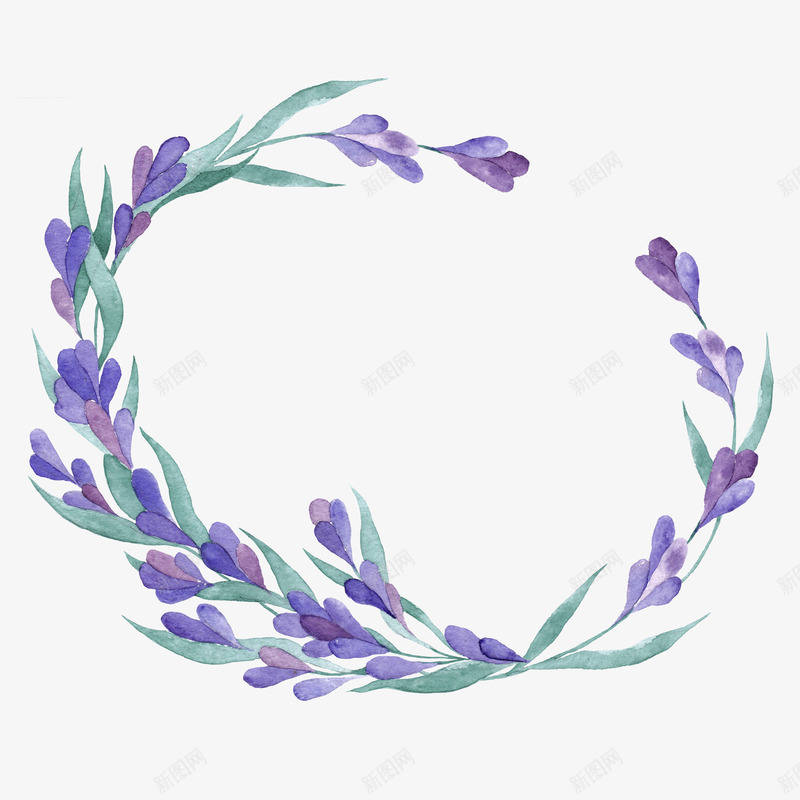 紫色花环png免抠素材_新图网 https://ixintu.com PNG图形 PNG装饰 手绘 紫色 花环 装饰