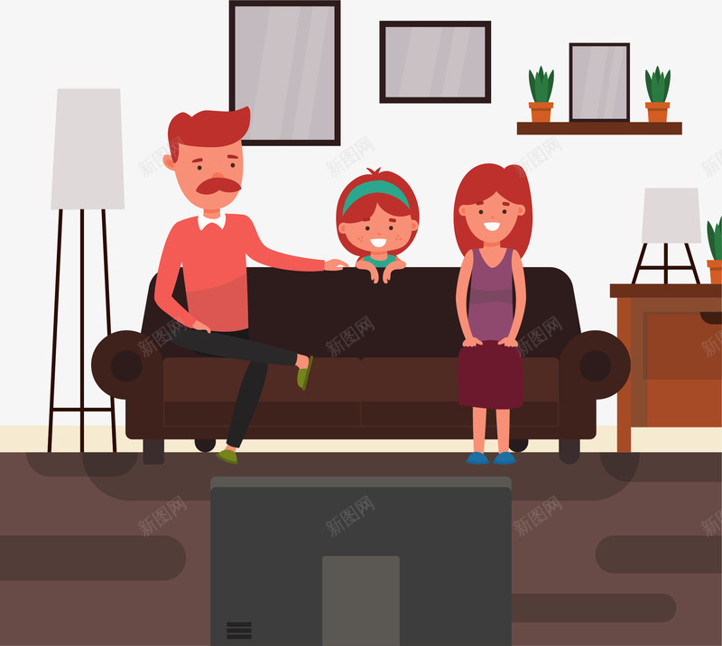 幸福开心的一家三口矢量图ai免抠素材_新图网 https://ixintu.com 一家三口 三口之家 三口人 全家福 幸福家庭 矢量png 矢量图