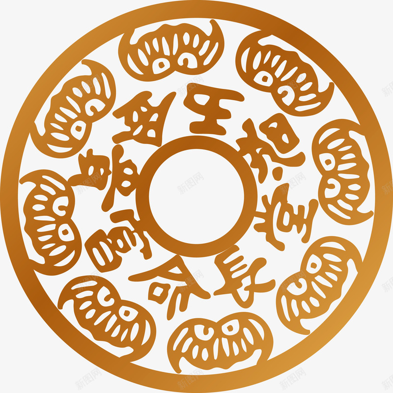 喜庆门贴png免抠素材_新图网 https://ixintu.com 喜庆 字 新年 春节 福 金玉满堂 金色 门贴
