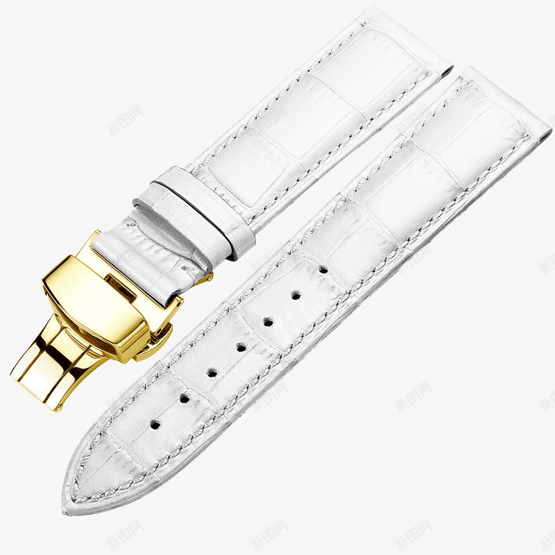 金扣白色手表带png免抠素材_新图网 https://ixintu.com 产品实物 代用天梭浪琴西铁城dw手表带 带蝴蝶扣 男女士真皮带蝴蝶扣 配件 金扣白色手表带