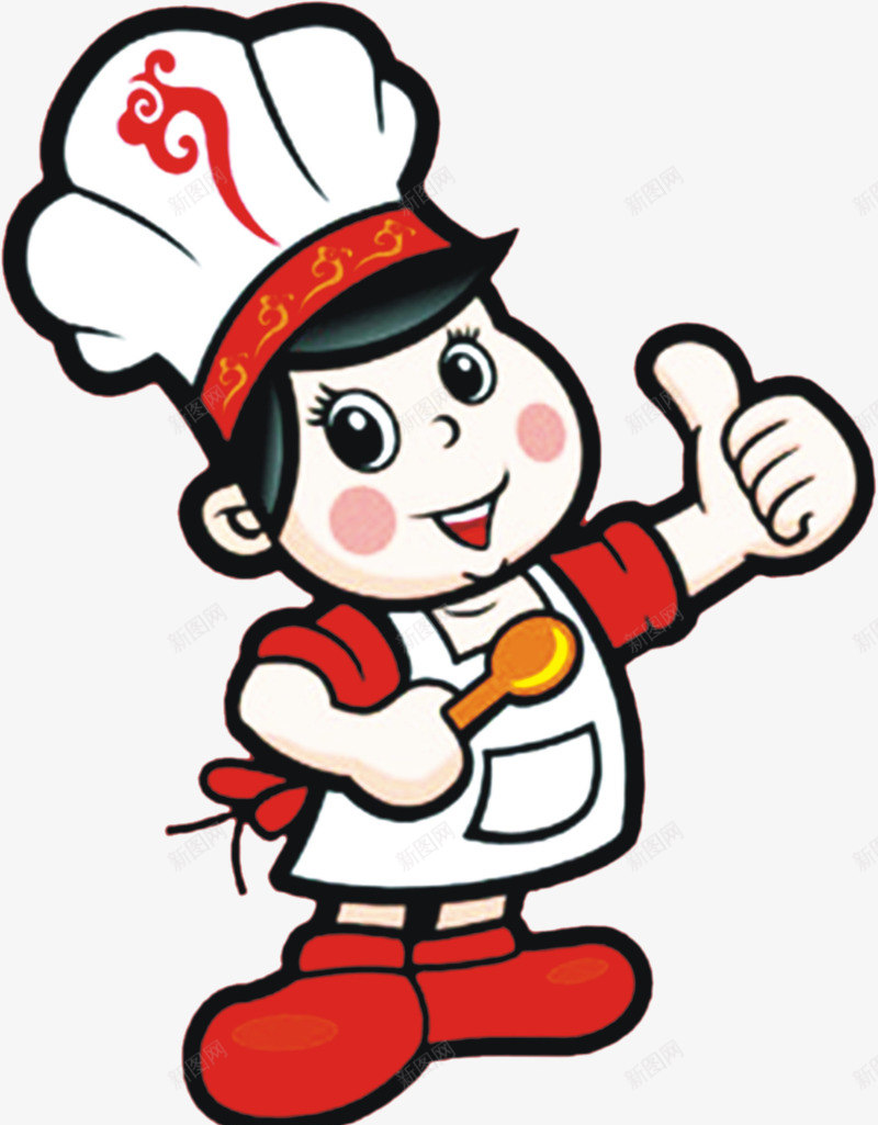 卡通厨娘png免抠素材_新图网 https://ixintu.com 厨房 大拇指 女生 红色