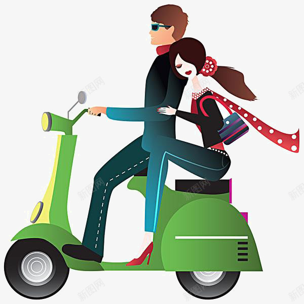 卡通骑车的人物png免抠素材_新图网 https://ixintu.com 人物 卡通 女人 男人 骑车的