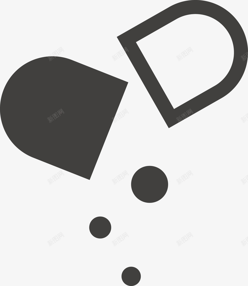 打开的胶囊药图标矢量图ai_新图网 https://ixintu.com 化学 化学品 化学品图标 图标 胶囊 药品 矢量图