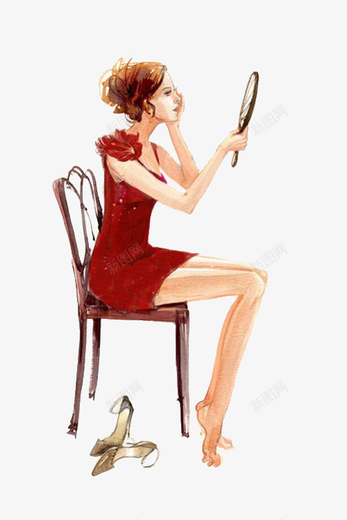 女装时装插画png免抠素材_新图网 https://ixintu.com 手绘时尚女装 手绘时装模特 简约服装设计稿