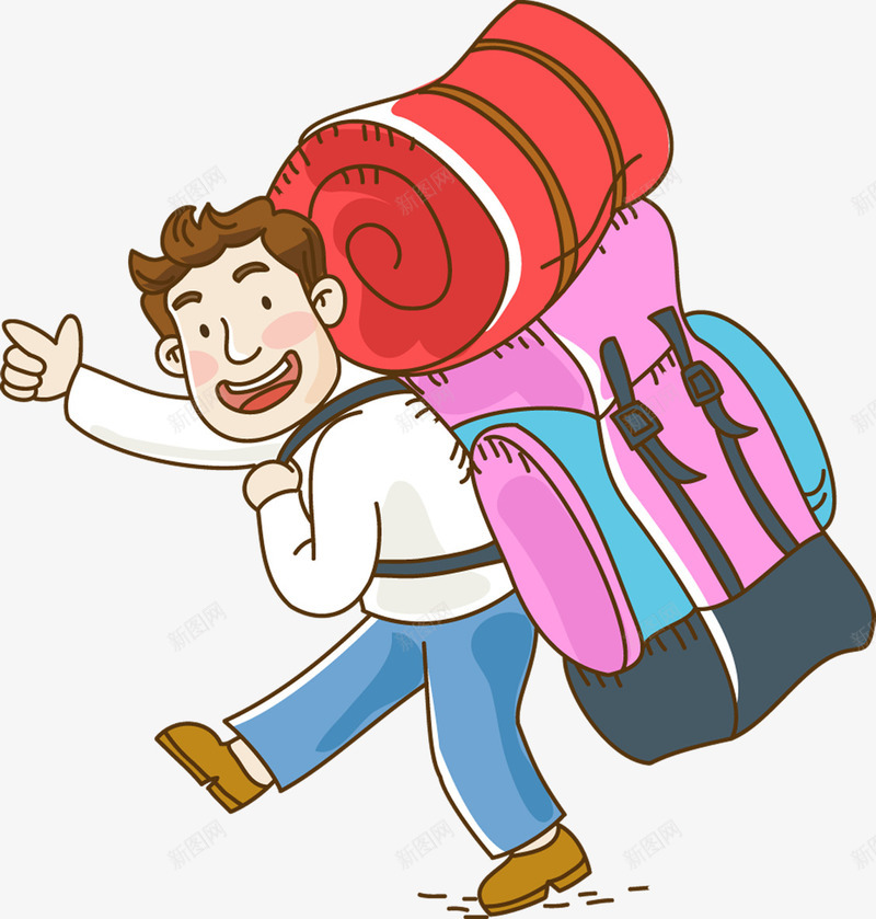 手绘旅行男人png免抠素材_新图网 https://ixintu.com 出行 包袱 卡通 手绘 旅游 旅行 环游世界 男人