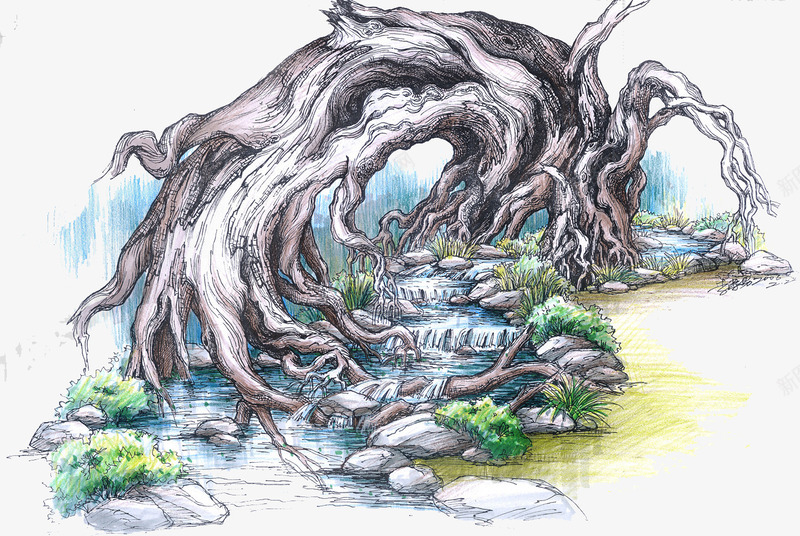 创意手绘大树树干造型png免抠素材_新图网 https://ixintu.com 创意 大树 树干 造型