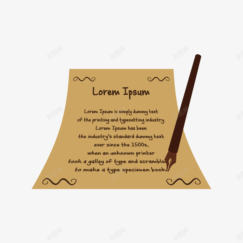钢笔书写png免抠素材_新图网 https://ixintu.com 一张 卡通 手绘 木色 笔尖 简图 纸张 英文 钢笔