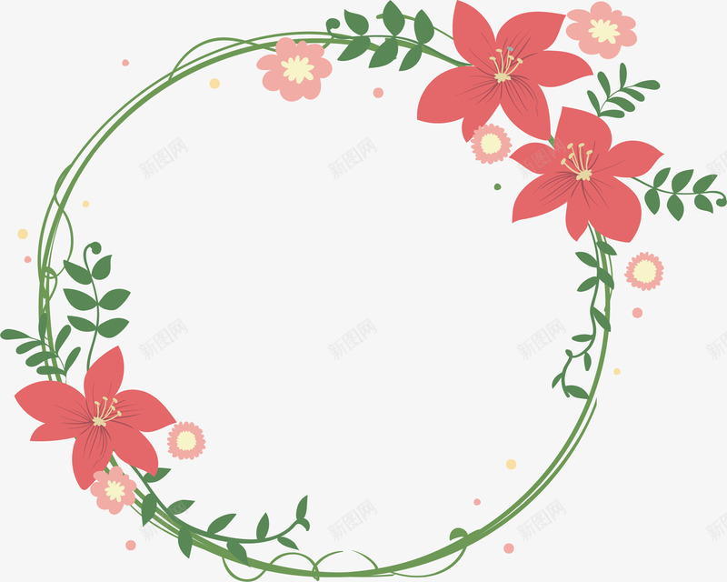 粉色百合花花环矢量图eps免抠素材_新图网 https://ixintu.com 浪漫 百合花框 百合花花环 矢量图 矢量素材 粉红色 粉色百合花