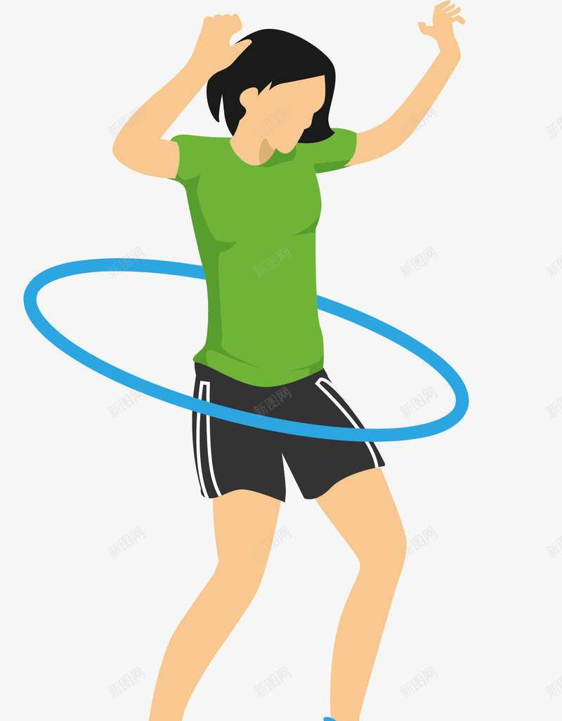 卡通扁化呼啦圈人物png免抠素材_新图网 https://ixintu.com 人物 减肥 卡通女士 扁化矢量图 矢量卡通扁化呼啦圈人物免费下载 运运
