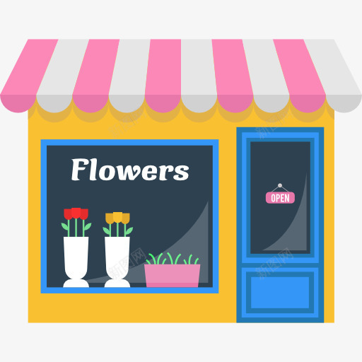 花图标png_新图网 https://ixintu.com 商业 商务 商店 建筑 开 打开 花 购物