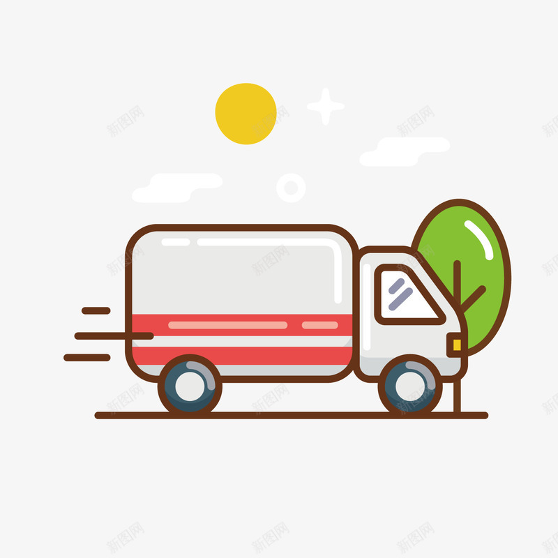 灰色货车png免抠素材_新图网 https://ixintu.com 圆角 大树 手绘 植物 灰色 线稿 绿色 自然