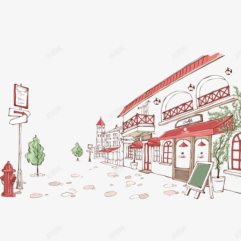 小清新街景日系插画png免抠素材_新图网 https://ixintu.com 小清新 小清新日系插画 插画人物 文艺 文艺插画 日系插画 水彩街景小清新水彩画 花卉