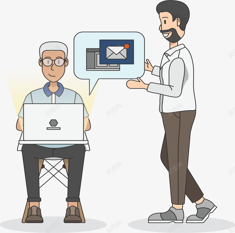 打电脑互联网工作矢量图ai免抠素材_新图网 https://ixintu.com 两人对话 办公工作 团队合作 打电脑 矢量png 网络工作者 矢量图
