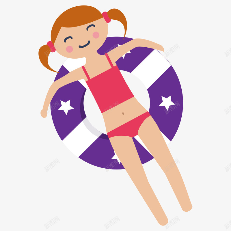 小女孩躺在游泳圈上插画png免抠素材_新图网 https://ixintu.com 人物 卡通插画 夏季 夏季游泳 小女孩躺在游泳圈上插画 插画 插画设计