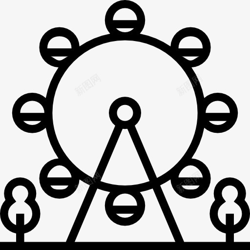 费里斯轮图标png_新图网 https://ixintu.com 公平 商业 大轮 娱乐 建筑 游乐园 游乐场 费里斯轮