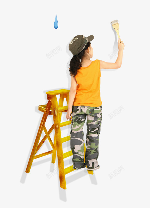 用油漆画画的小女孩png免抠素材_新图网 https://ixintu.com 女孩 实物 油漆 画画