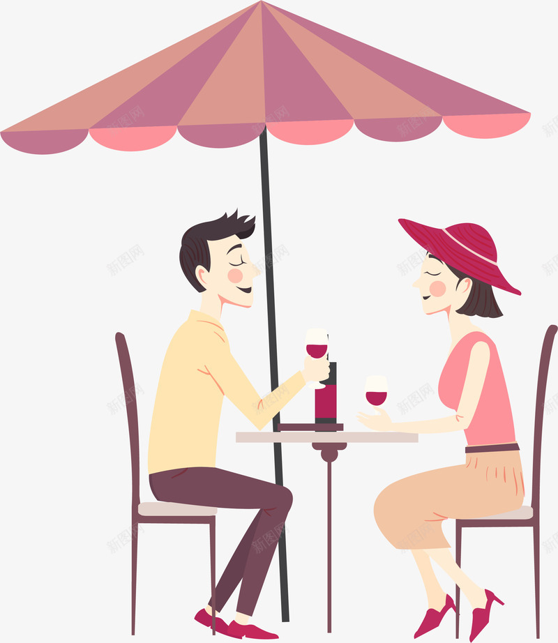 手绘沙滩情侣约会人物插画矢量图ai免抠素材_新图网 https://ixintu.com 一男一女 七夕 七夕情侣 情人节 情侣 情侣插画 沙滩情侣约会 矢量图