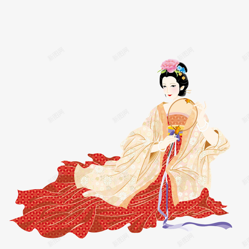 拿着扇子的古代女子png免抠素材_新图网 https://ixintu.com 古代 古代人物插画 古代女子 古装 古装服饰 扇子