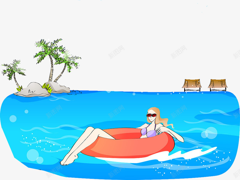 插图海边放松心情png免抠素材_新图网 https://ixintu.com 享受 享受假日 度假 插图海边放松心情 放松 放松心情 放松旅行 放松身心
