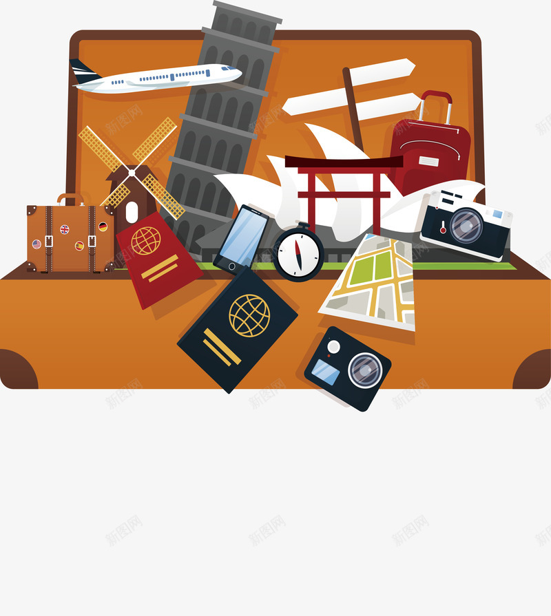 手提箱里的世界矢量图ai免抠素材_新图网 https://ixintu.com 度假 手提箱 旅游季 旅游海报 环球旅游 矢量png 矢量图