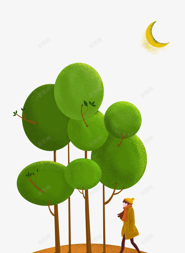 小数树插画卡通图案png免抠素材_新图网 https://ixintu.com 卡通 插画 树 树木