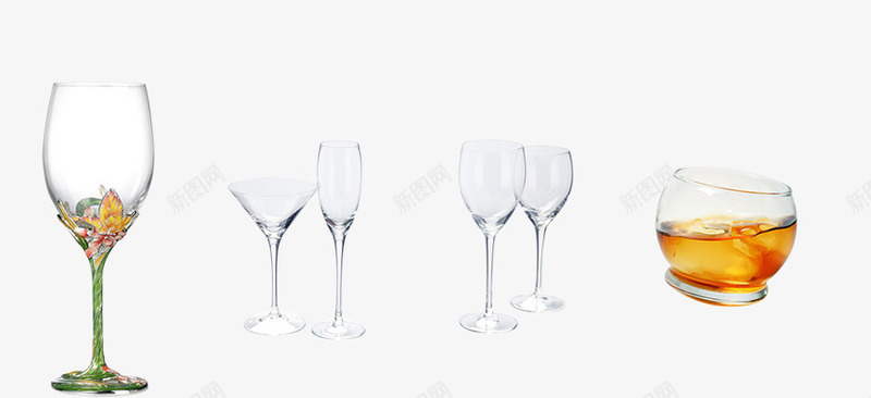 玻璃杯合集png免抠素材_新图网 https://ixintu.com 优雅 红酒 酒吧 高脚杯