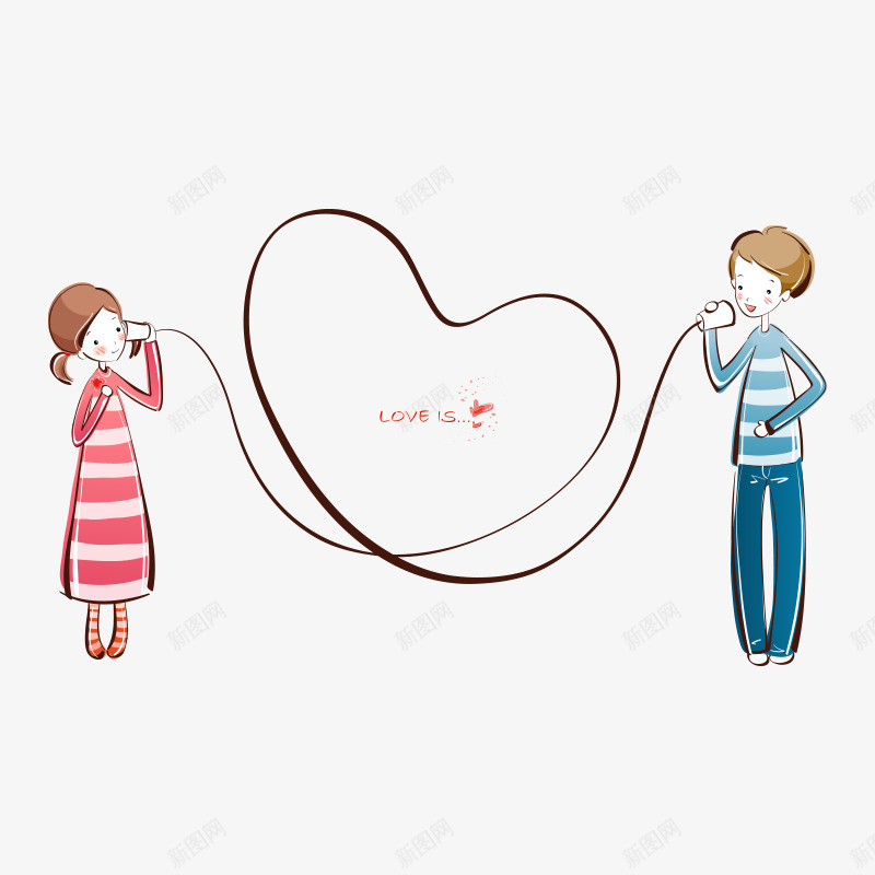 卡通人物七夕节png免抠素材_新图网 https://ixintu.com 七夕节 人物 卡通人物 情人节 打电话 节日 节日元素