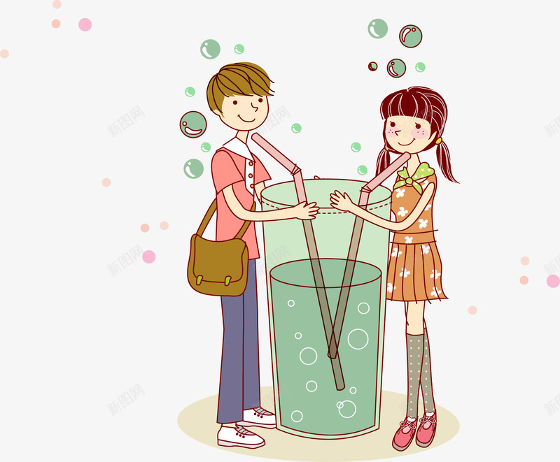 同喝一杯果汁的情侣png免抠素材_新图网 https://ixintu.com 一对男女 休闲 卡通 吸管 喝果汁 喝水 喝水的人 幸福 快乐 恋爱 悠闲 情侣 手绘 插画 果汁 气泡 水泡 泡泡 清爽 矢量人物 约会 饮料