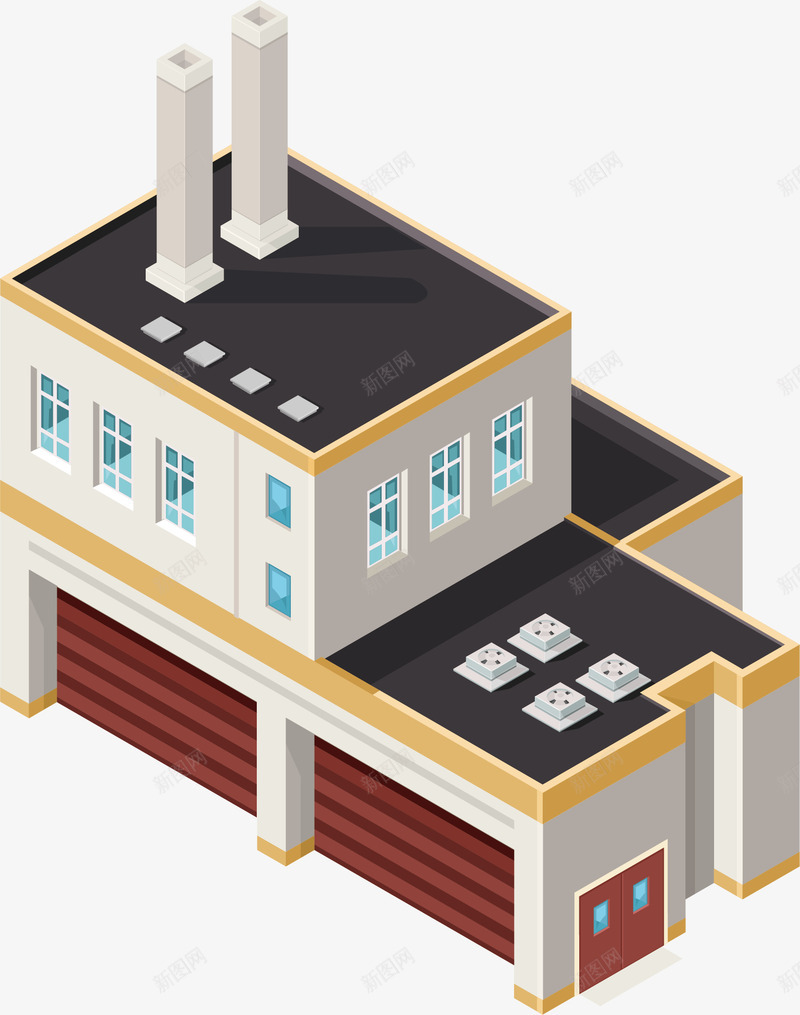 灰色立体工厂加工元素矢量图ai免抠素材_新图网 https://ixintu.com 创意 卡通插画 工厂 工程 灰色 烟囱 立体 矢量图