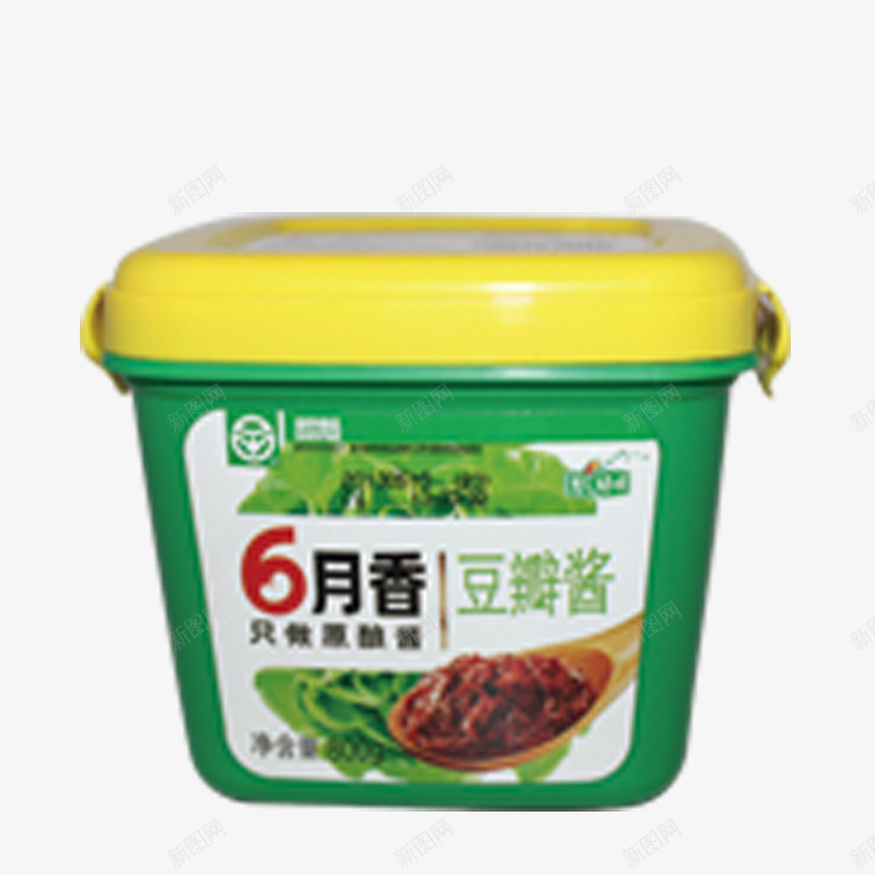 六月香豆瓣酱png免抠素材_新图网 https://ixintu.com 产品实物 伴酱 绿色 超市 速食食品 黄色