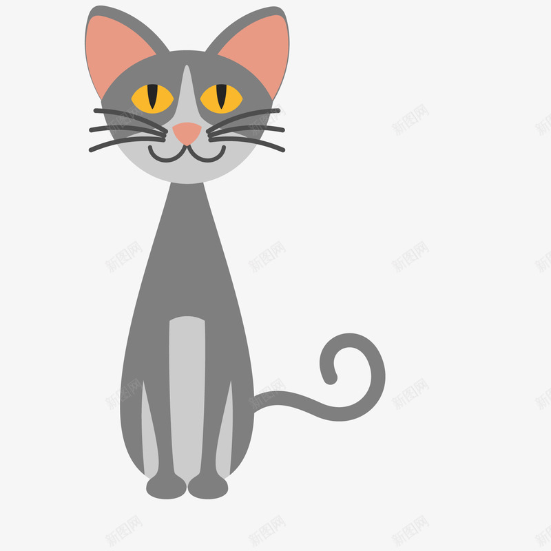 卡通灰色的小猫矢量图ai免抠素材_新图网 https://ixintu.com 卡通 可爱 小猫 扁平化 灰色 猫咪 矢量图