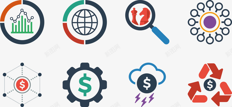 科技金融符号图标集合矢量图ai_新图网 https://ixintu.com 商务 图标 图标矢量 图标集合 科技 金融符号 矢量图